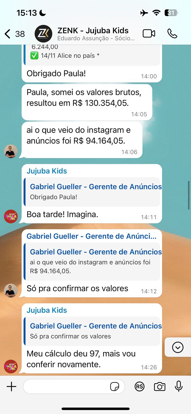 Print Jujuba Kids com valores vindos de Instagram e anúncios